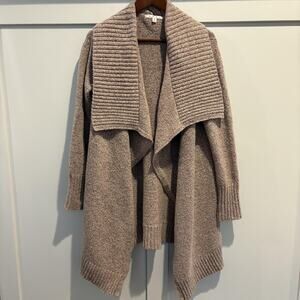 Cabi Sweater Womens Small Beige‎ Open Front Cardigan Shawl Collar Pockets Draped